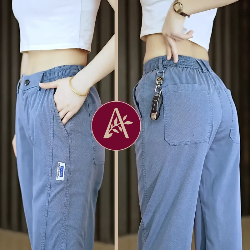 Calça Feminina Aurora em Malha de Seda Gelo e Poliéster 