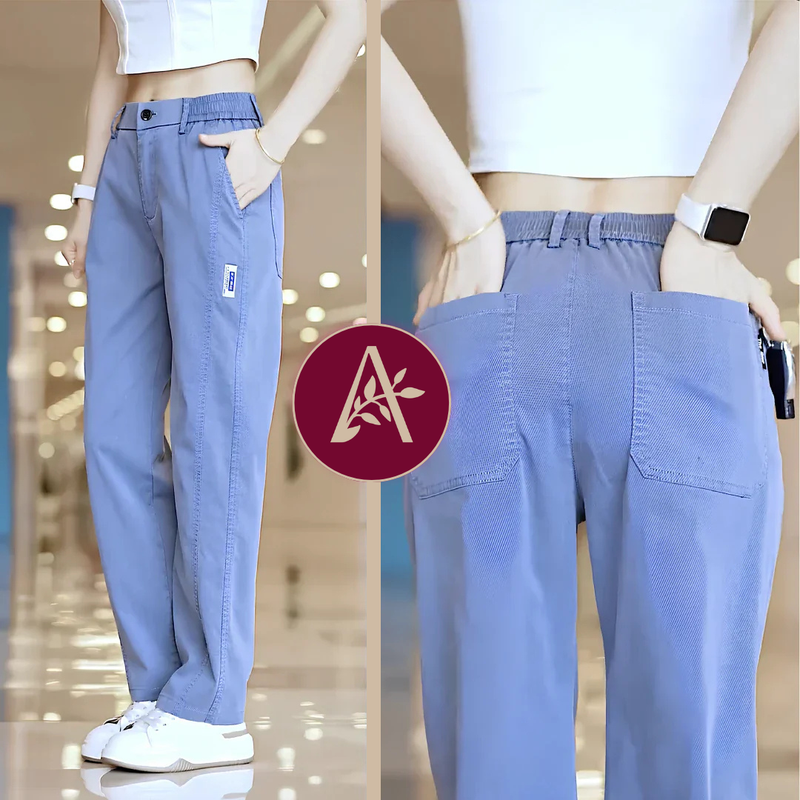 Calça Feminina Aurora em Malha de Seda Gelo e Poliéster 