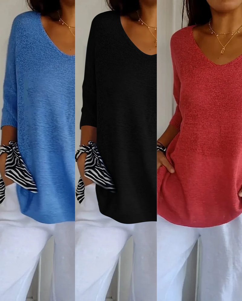 Kit 3 Blusas Luna® em Malha Leve – Decote V