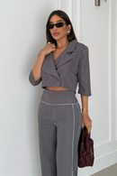 Blazer Cropped Lapela Clover Eva Fresh Dark